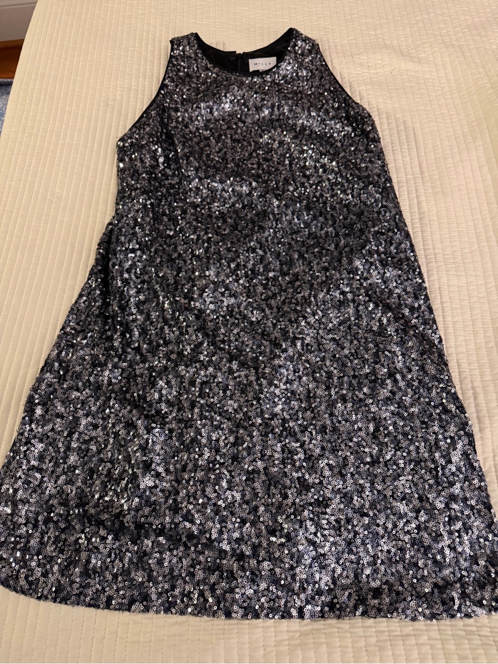Milly Black Sequin Tank Shift Dress